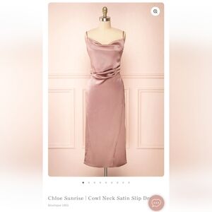 Pink Draped Satin Cowl Dress (1861 Chloe Dress)
